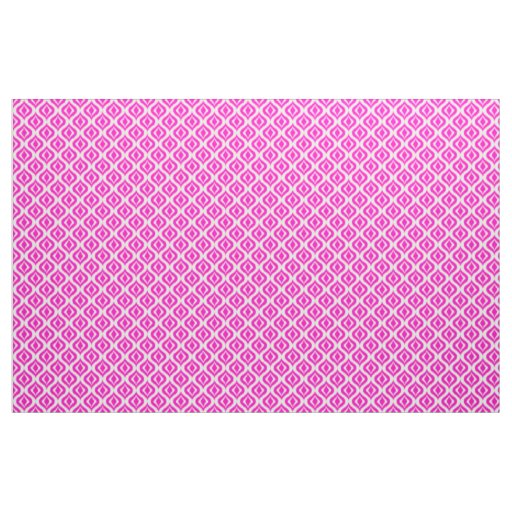 Bright Hot Pink Retro Chic Ikat Drops Pattern Fabric