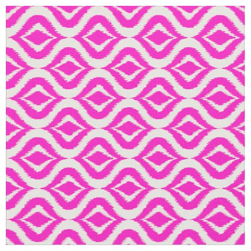 Bright Hot Pink Retro Chic Ikat Drops Pattern Fabric