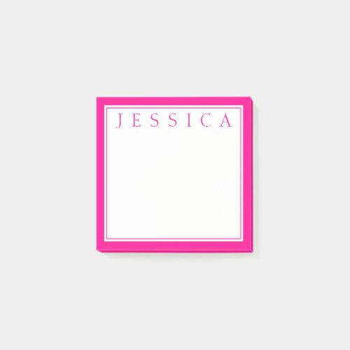 Bright Hot pink  Your Name Post_it Notes