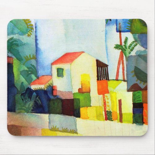 Bright house by August Macke Mouse Pad