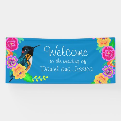 Bright Hummingbird Outdoor Wedding Colorful Floral Banner