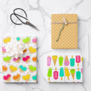 Bright Ice Cream Cones Wrapping Paper Sheets