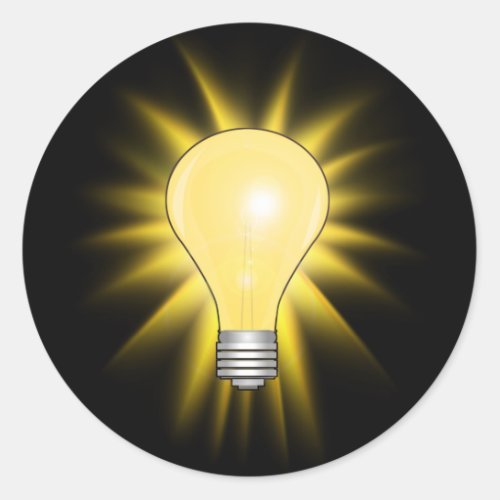 Bright Idea Light Bulb Classic Round Sticker