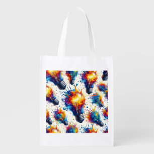 Bright Ideas – Colorful Light Bulb Pattern with Ab Grocery Bag