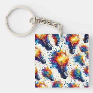 Bright Ideas – Colorful Light Bulb Pattern with Ab Keychain