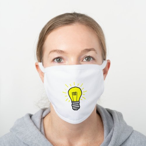 Bright Ideas Light Bulb White Cotton Face Mask