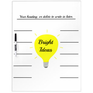 Bright Ideas Yellow Light Bulb Dry Erase Board