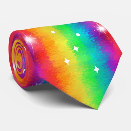 Bright Impressionist Rainbow Sparkle Celebration Neck Tie