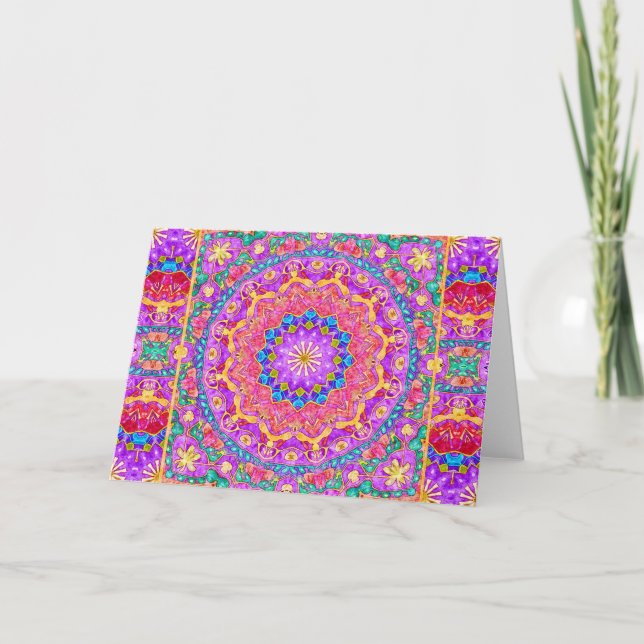 Bright India Watercolor Mandala Greeting Card (Front)