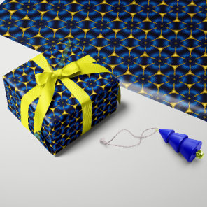 Bright Indigo Blue and Gold Wrapping Paper