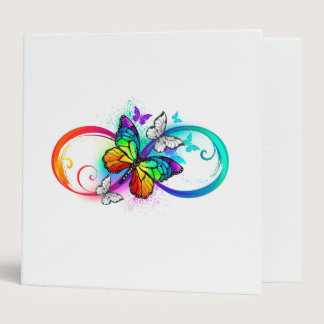 Bright infinity with rainbow butterfly 3 ring binder