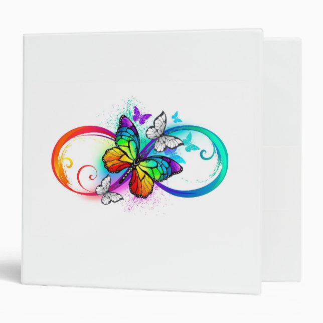 Bright infinity with rainbow butterfly 3 ring binder (Front/Inside)