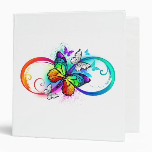 Bright infinity with rainbow butterfly 3 ring binder