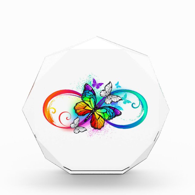 Bright infinity with rainbow butterfly  acrylic award (Front)