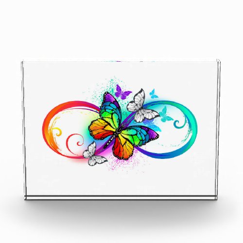 Bright infinity with rainbow butterfly  acrylic award