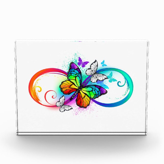 Bright infinity with rainbow butterfly  acrylic award (Front)