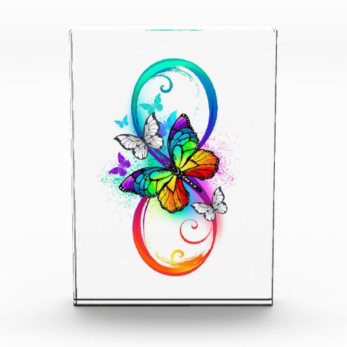 Bright infinity with rainbow butterfly  acrylic award