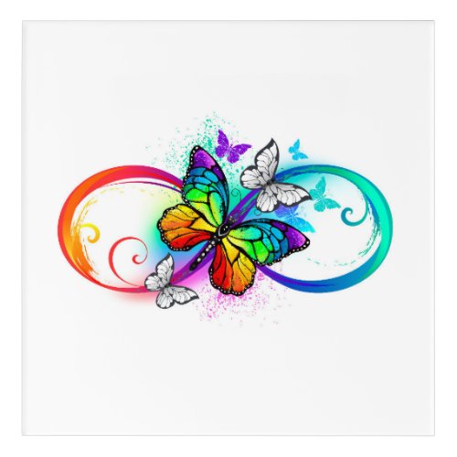 Bright infinity with rainbow butterfly acrylic print