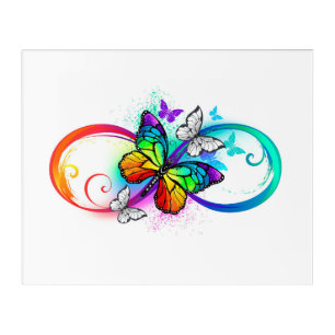 Bright infinity with rainbow butterfly acrylic print