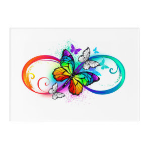 Bright infinity with rainbow butterfly acrylic print