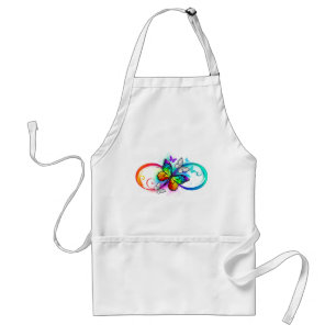 Bright infinity with rainbow butterfly adult apron