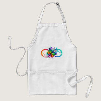 Bright infinity with rainbow butterfly adult apron