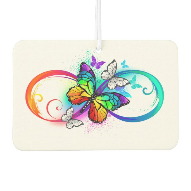 Bright infinity with rainbow butterfly air freshener (Front)