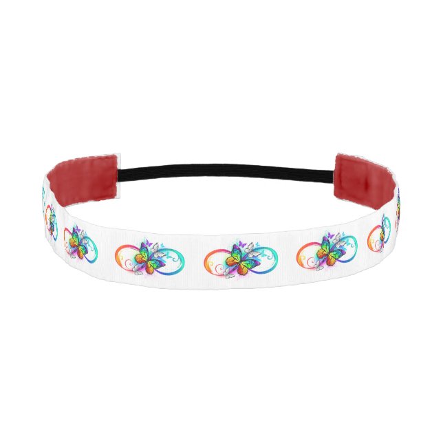 Bright infinity with rainbow butterfly  athletic headband (Front)