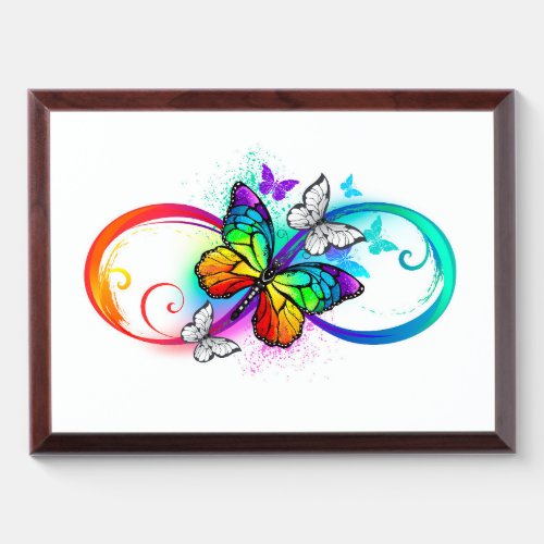 Bright infinity with rainbow butterfly award plaque
