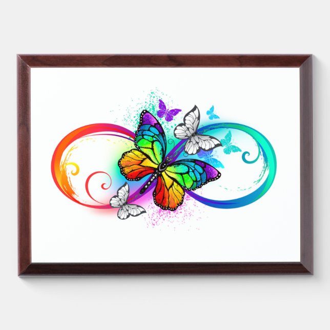 Bright infinity with rainbow butterfly award plaque (Horizontal)