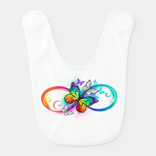 Bright infinity with rainbow butterfly baby bib