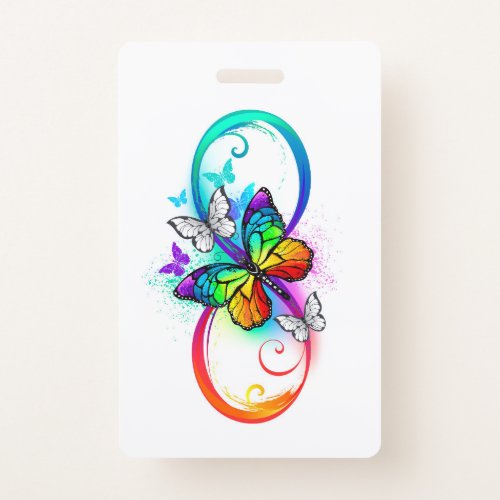 Bright infinity with rainbow butterfly badge