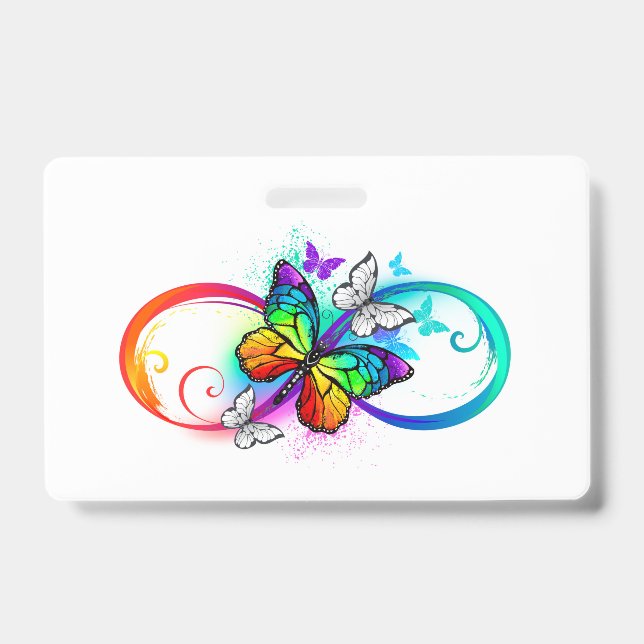 Bright infinity with rainbow butterfly badge (Front)