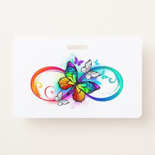 Bright infinity with rainbow butterfly badge