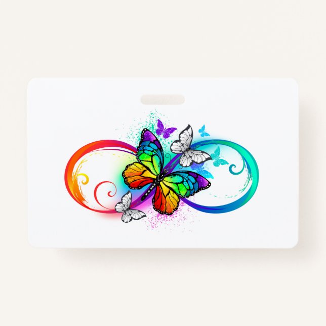 Bright infinity with rainbow butterfly badge (Front)