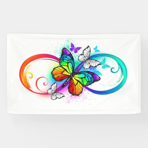 Bright infinity with rainbow butterfly banner