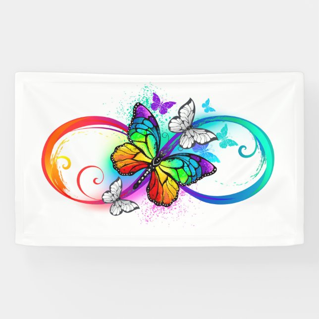 Bright infinity with rainbow butterfly banner (Horizontal)