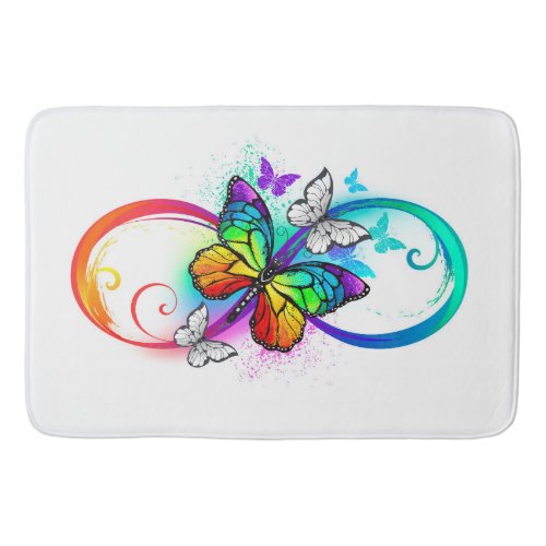 Bright infinity with rainbow butterfly bath mat