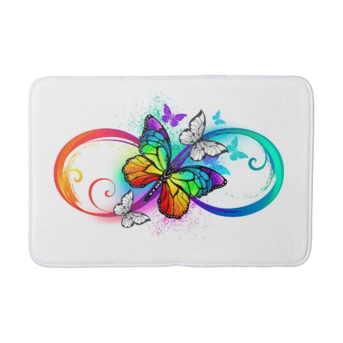 Bright infinity with rainbow butterfly bath mat