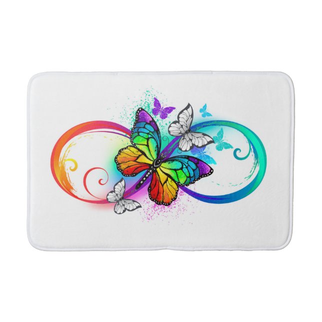 Bright infinity with rainbow butterfly bath mat (Front)