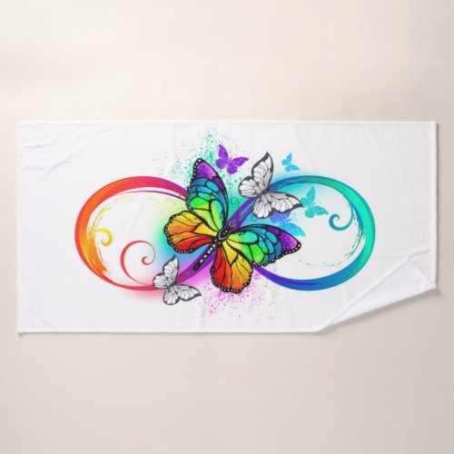 Bright infinity with rainbow butterfly bath towel