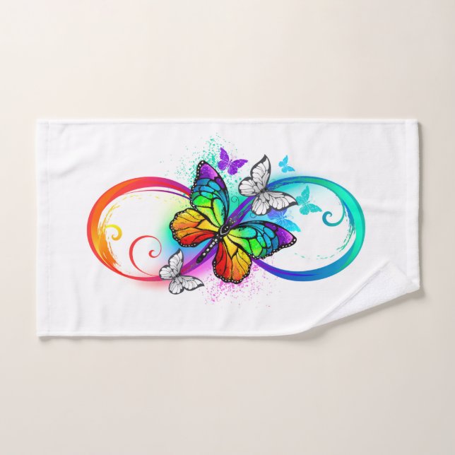 Bright infinity with rainbow butterfly bath towel set (Hand Towel)