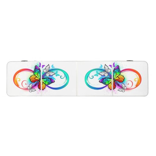 Bright infinity with rainbow butterfly beer pong table