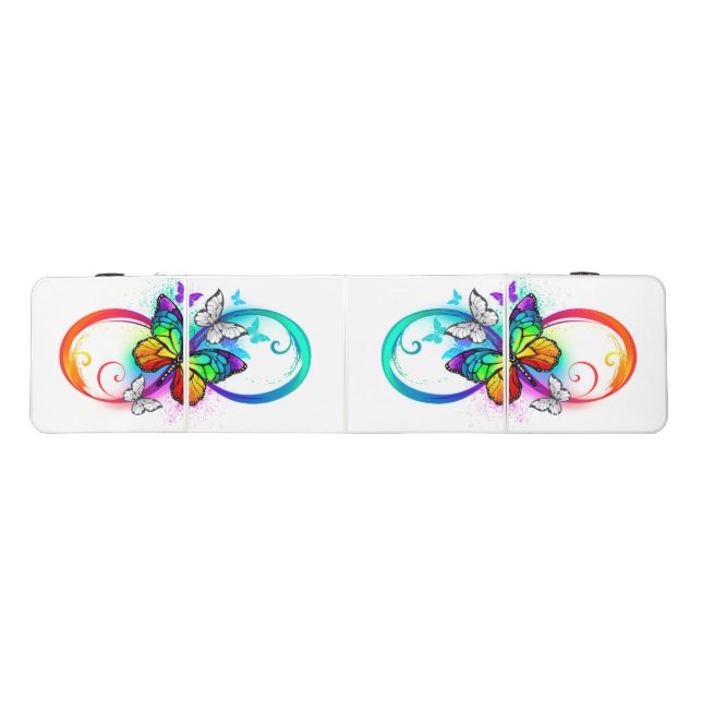Bright infinity with rainbow butterfly beer pong table (Top)