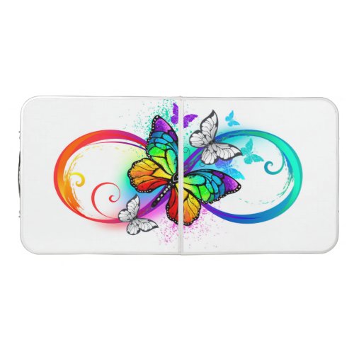 Bright infinity with rainbow butterfly beer pong table