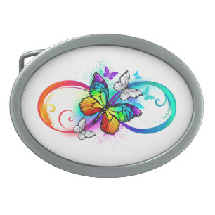 Bright infinity with rainbow butterfly belt buckle