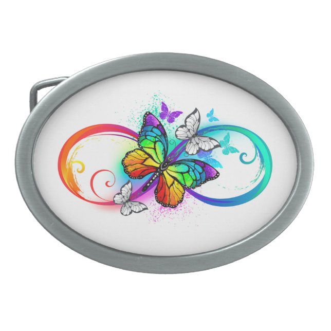 Bright infinity with rainbow butterfly belt buckle (Front)