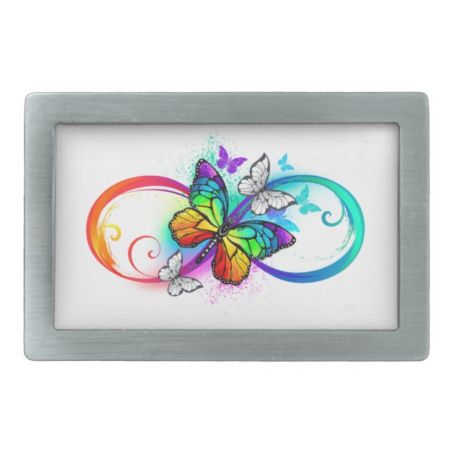 Bright infinity with rainbow butterfly  belt buckle (Front)