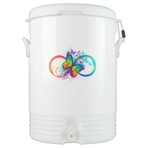 Bright infinity with rainbow butterfly beverage cooler