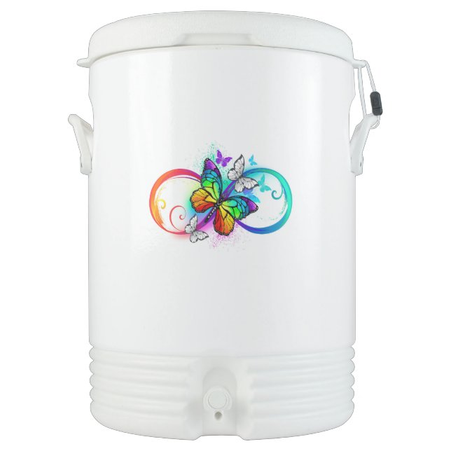 Bright infinity with rainbow butterfly beverage cooler (Front)